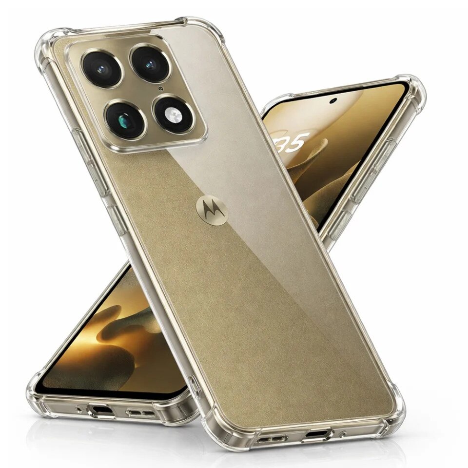 Husa pentru Motorola Signature din Silicon Slim, Margini Antisoc, set cu sticker, Shockproof Clear Silicone, Transparenta