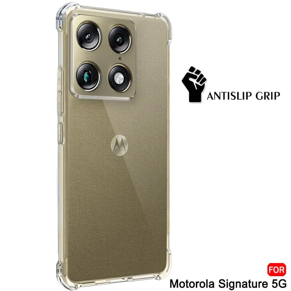 Husa pentru Motorola Signature din Silicon Slim, Margini Antisoc, set cu sticker, Shockproof Clear Silicone, Transparenta