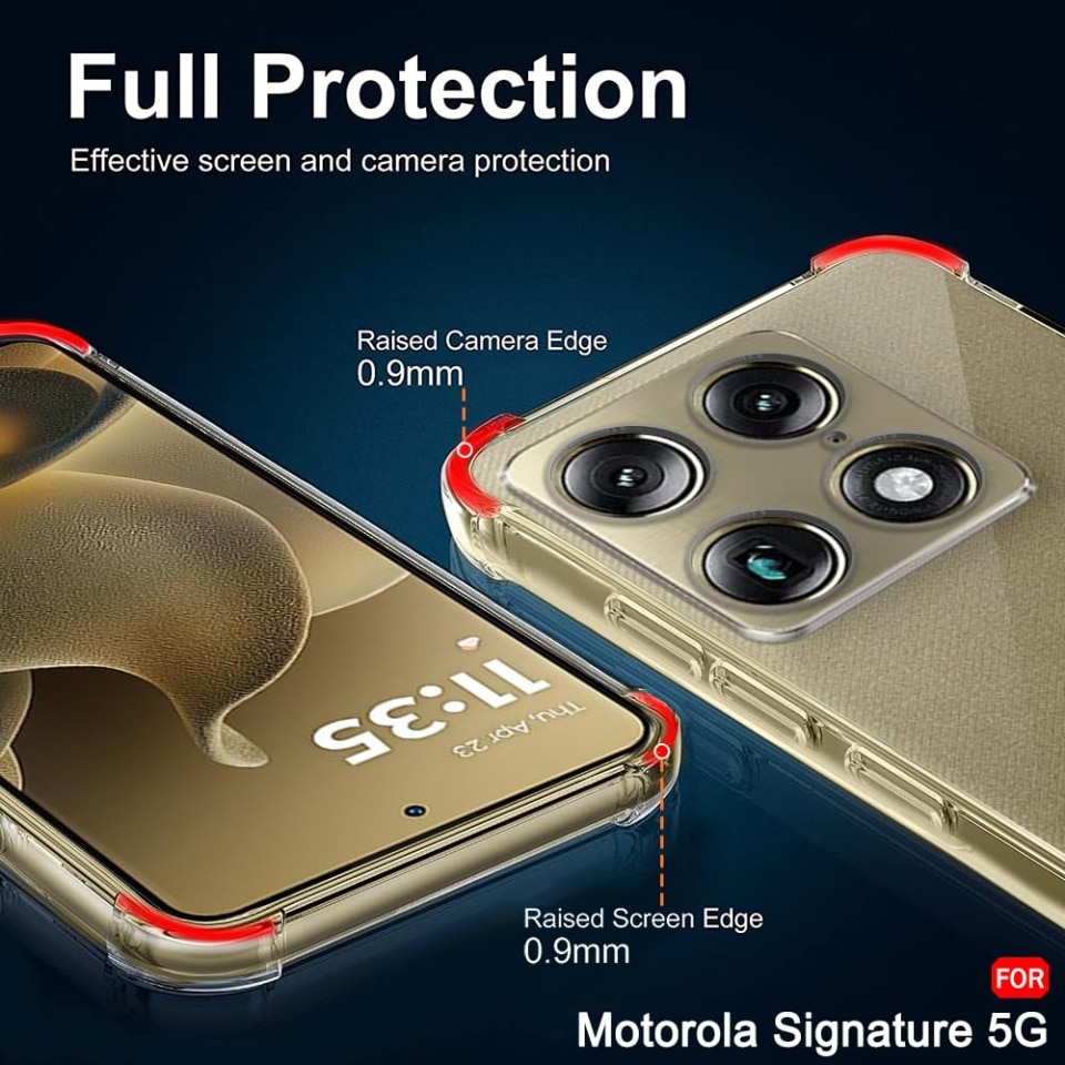 Husa pentru Motorola Signature din Silicon Slim, Margini Antisoc, set cu sticker, Shockproof Clear Silicone, Transparenta