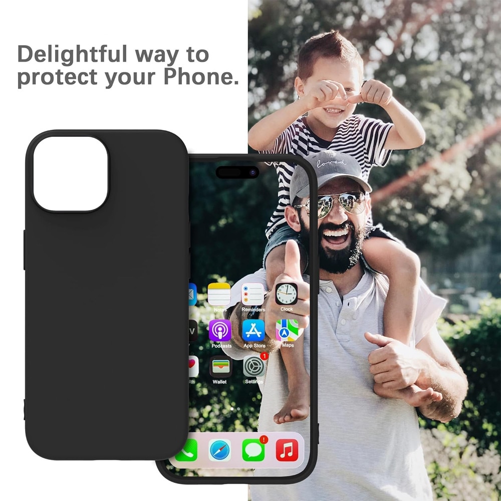 Husa din Silicon pentru Apple iPhone 13 / iPhone 14, Flexibila, Soft & Slim Fit, Rezistenta la Zgarieturi, Finisaj Matte, Negru