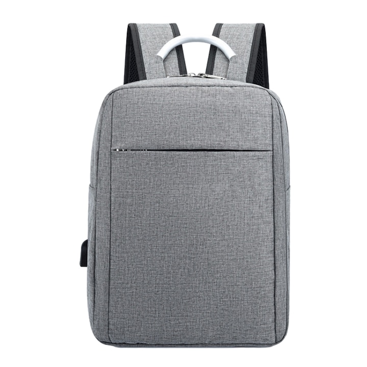 Rucsac laptop calatorie, gri, 39x29x10cm, set rucsac