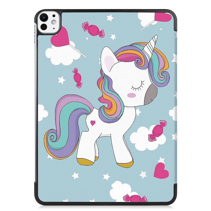 Husa compatibila cu Apple iPad Pro 11 (2024), 11.0 inchi, Tip carte, Bounce Comando, Protectie completa, Stand, Unicorn
