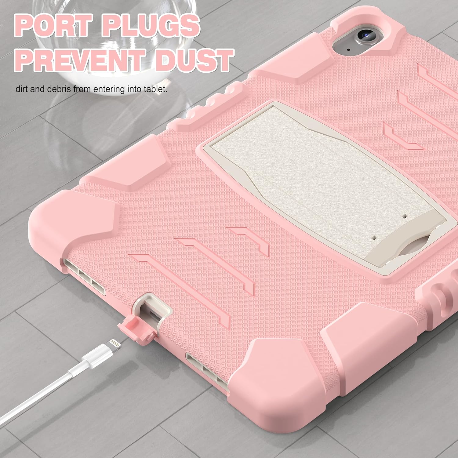 Husa Shockproof Armor pentru Samsung Galaxy Tab A7 Lite(SM-T220/T225), 8.7", Sigloo, stand Built-in, Protectie 360, Roz
