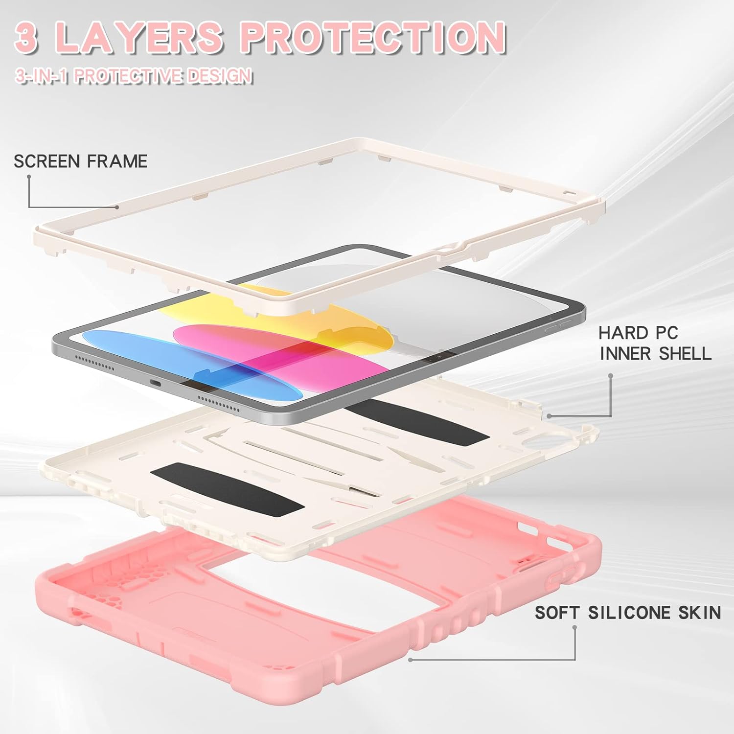 Husa Shockproof Armor pentru Samsung Galaxy Tab A7 Lite(SM-T220/T225), 8.7", Sigloo, stand Built-in, Protectie 360, Roz