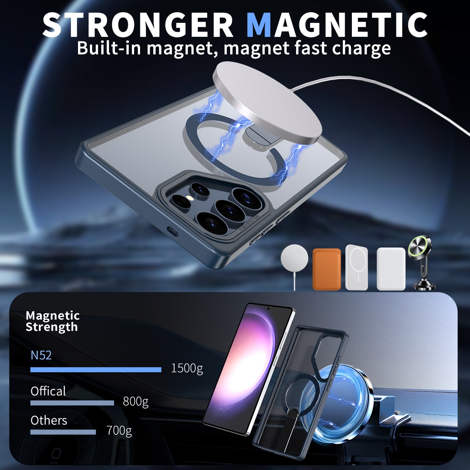 Husa de protectie pentru Samsung Galaxy S26 Ultra Compatibila cu MagSafe, Kickstand Metalic, TPU + Acril, Blue – Protectie Premium si Design Elegant