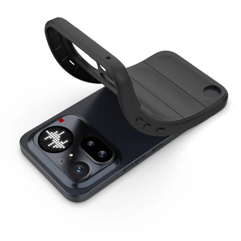 Husa pentru Nothing Phone (4a) Pro din Silicon Mat, Antisoc, set cu sticker, Magic Shield, Negru