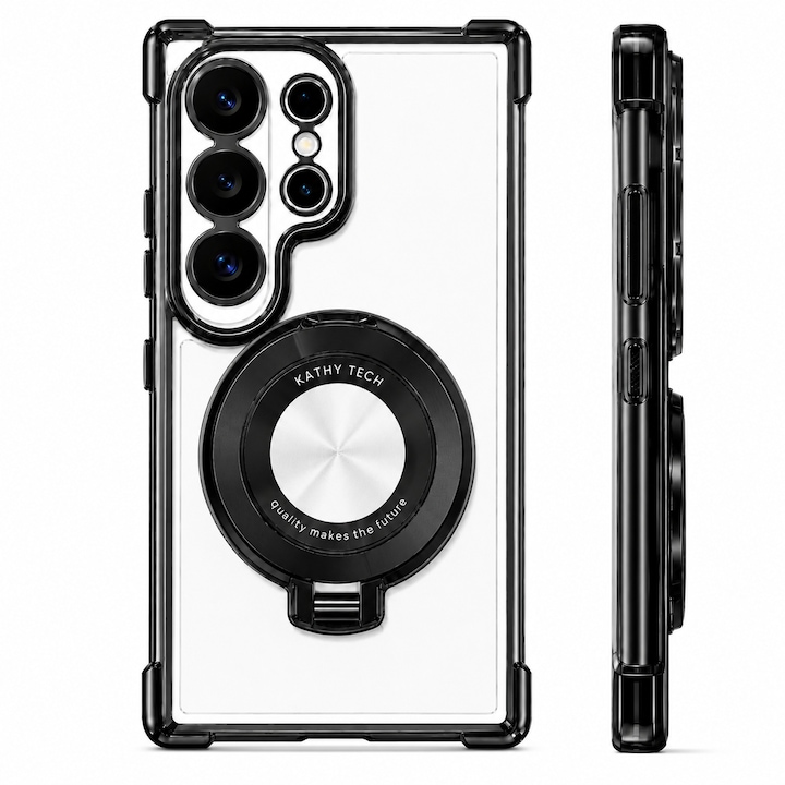 Husa telefon compatibila cu Samsung Galaxy S26 Ultra, Protectie Colturi, Ultra Protect, Anti-Shock Protection Hard, Technology Air Cushion, Crystal Clear-Negru carbon
