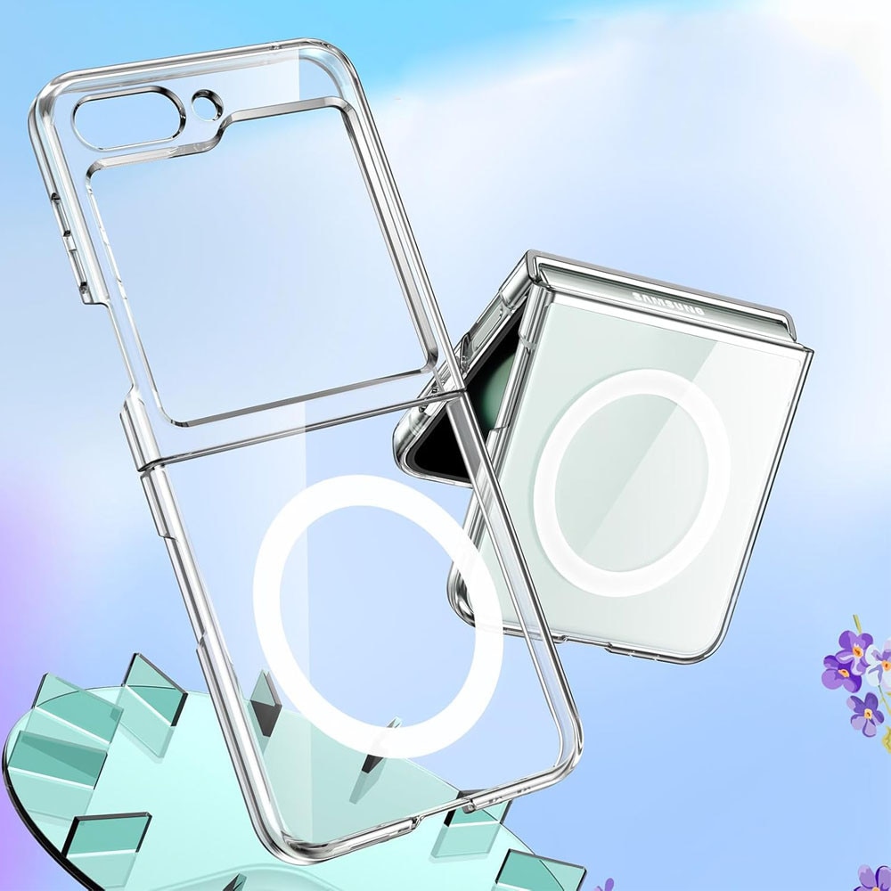 Husa telefon compatibila, GUIXUAN, Samsung Galaxy Z Flip 6, Policarbonat, MagSafe, Anti-zgarieturi, Transparent
