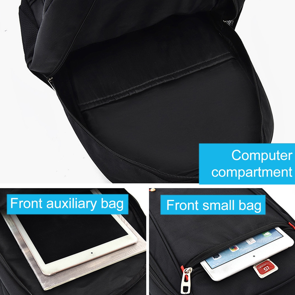 Rucsac de calatorie pentru laptop, impermeabil, capacitate mare, 45x31x16cm, negru