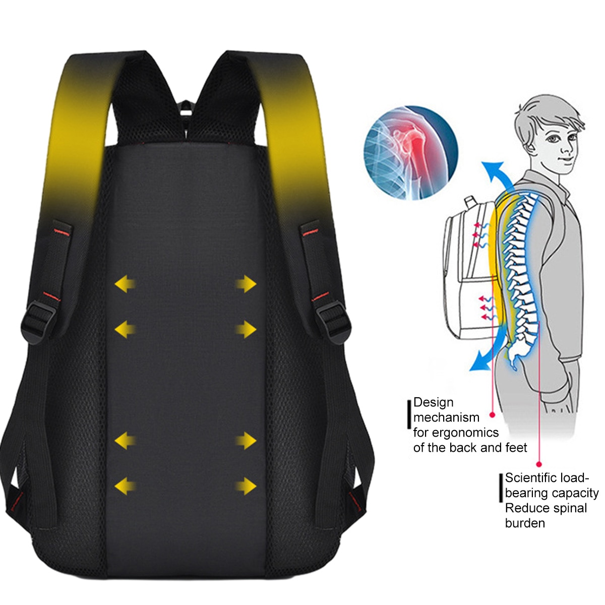 Rucsac de calatorie pentru laptop, impermeabil, capacitate mare, 45x31x16cm, negru