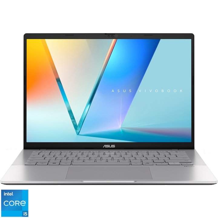 Laptop ASUS Vivobook S14 S3407VA cu procesor Intel Core i5-13420H pana la 4.6GHz, 14'', WUXGA, IPS, 16GB DDR5 RAM, 1TB SSD, Intel UHD Graphics, No OS, Cool Silver