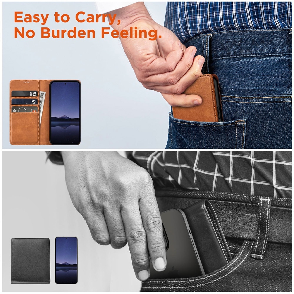 Husa PrestigeFlip din Piele pentru Samsung Galaxy A16, Suport Card, Magnetic Wallet, Blocare RFID, Protectie Completa, Tip Carte, cu Stand, Maro