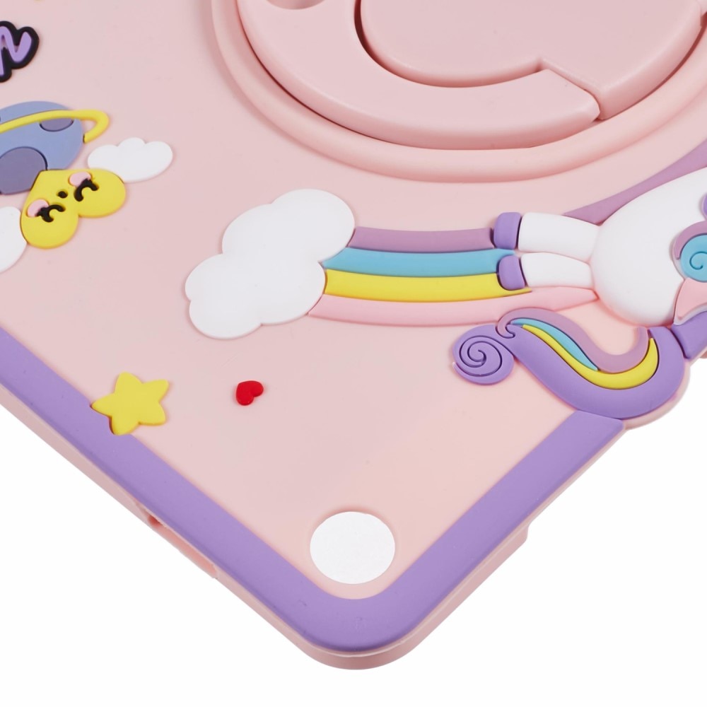 Etui siliconic cu suport pentru Samsung Galaxy Tab A9+, design cu ponei, roz, 11" XGSM