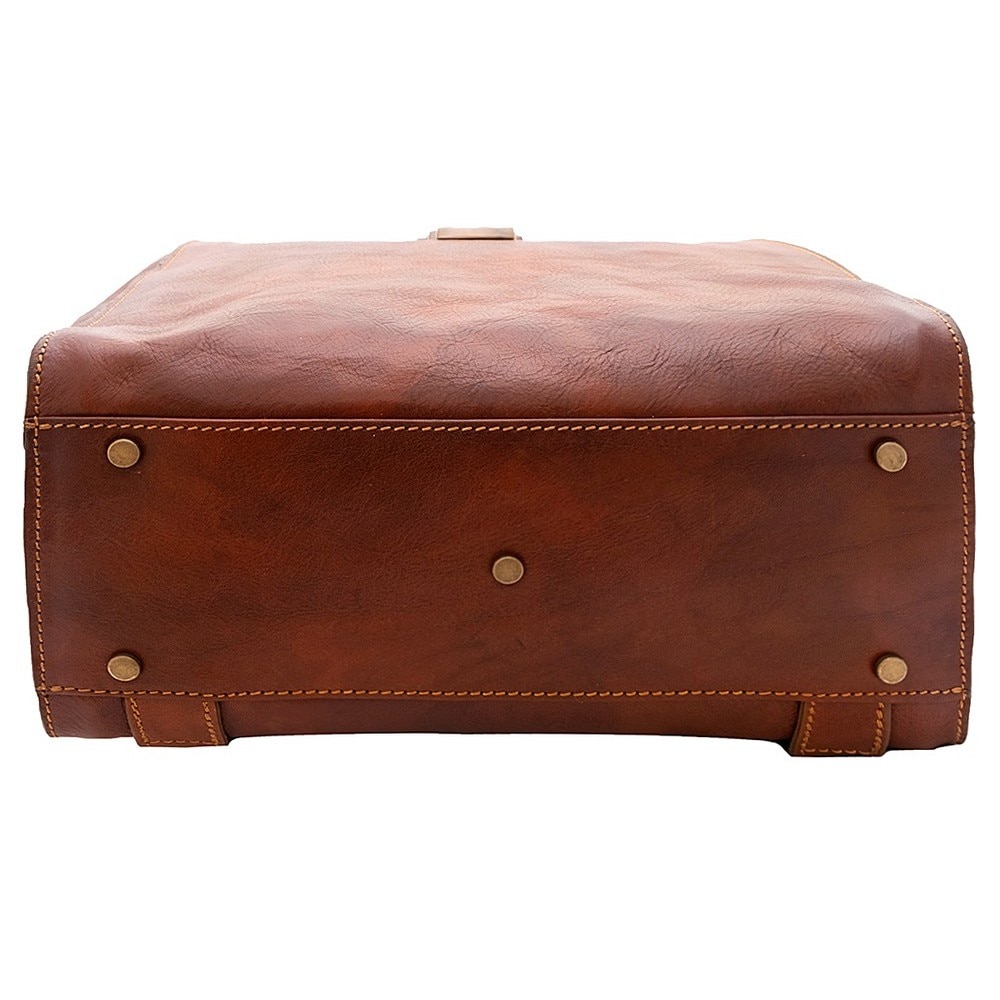 Rucsac portlaptop din piele naturala vachetta, coniac, LR118A