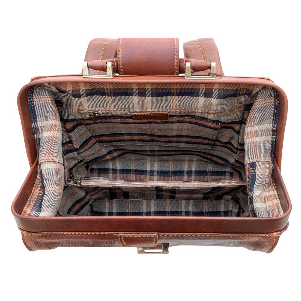 Rucsac portlaptop din piele naturala vachetta, coniac, LR118A