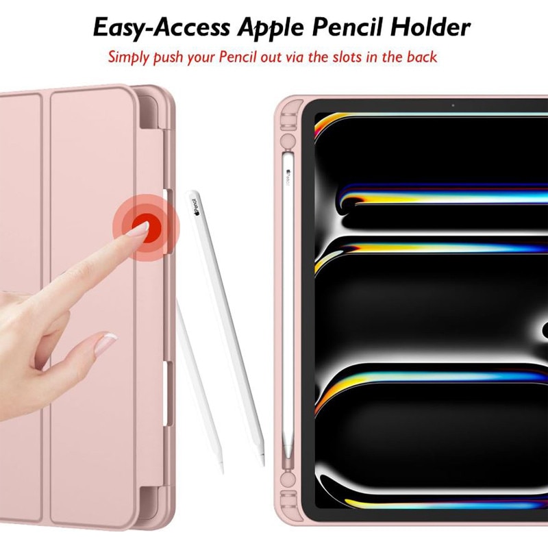 Husa tip Carte cu Suport Pix pentru Apple iPad Pro 11" (2024), Protectie completa, Pliabila, Roz