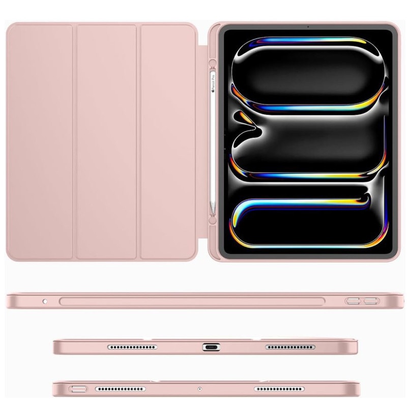 Husa tip Carte cu Suport Pix pentru Apple iPad Pro 11" (2024), Protectie completa, Pliabila, Roz