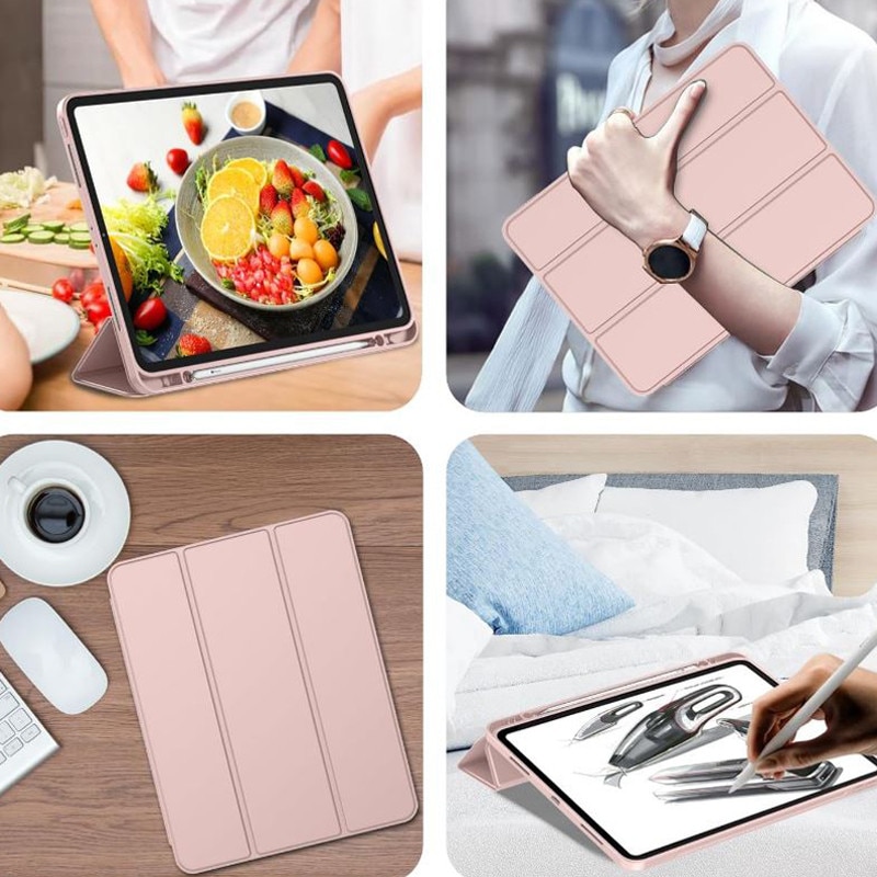 Husa tip Carte cu Suport Pix pentru Apple iPad Pro 11" (2024), Protectie completa, Pliabila, Roz