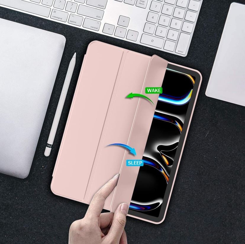 Husa tip Carte cu Suport Pix pentru Apple iPad Pro 11" (2024), Protectie completa, Pliabila, Roz