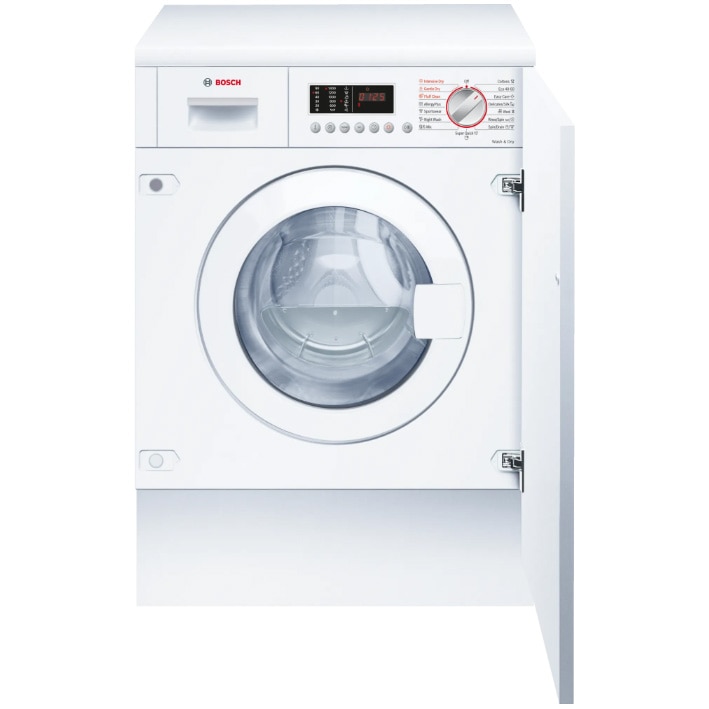 RESIGILAT: Masina de spalat rufe cu uscator incorporabila Bosch WKD28543EU, 7 kg spalare, 4 kg uscare, 1400 RPM, EcoSilence Drive, Clasa E, 60 cm, Alb