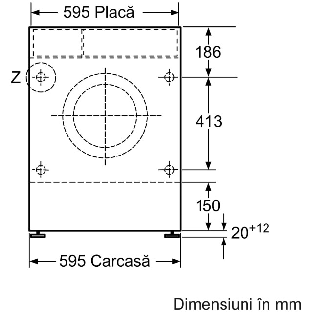 RESIGILAT: Masina de spalat rufe cu uscator incorporabila Bosch WKD28543EU, 7 kg spalare, 4 kg uscare, 1400 RPM, EcoSilence Drive, Clasa E, 60 cm, Alb