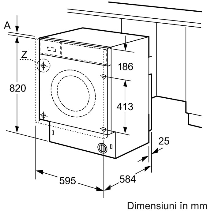 RESIGILAT: Masina de spalat rufe cu uscator incorporabila Bosch WKD28543EU, 7 kg spalare, 4 kg uscare, 1400 RPM, EcoSilence Drive, Clasa E, 60 cm, Alb