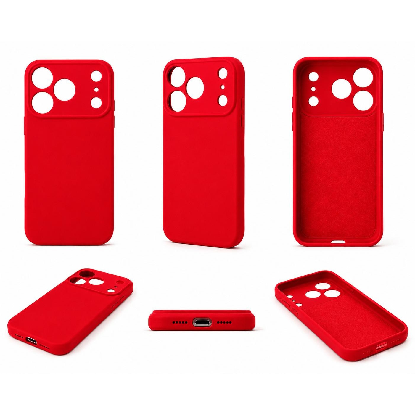 Husa telefon compatibila cu iPhone 17 Pro, Anti-Soc, Protectie camera, Microfibra interior ( catifea ), Margini Ridicate pentru Protectia Ecranului, Rosu