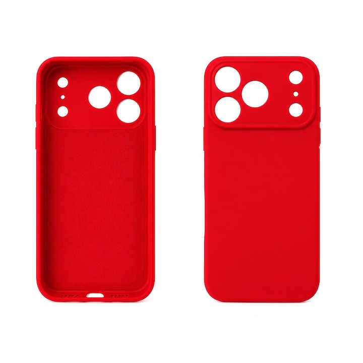 Husa telefon compatibila cu iPhone 17 Pro, Anti-Soc, Protectie camera, Microfibra interior ( catifea ), Margini Ridicate pentru Protectia Ecranului, Rosu