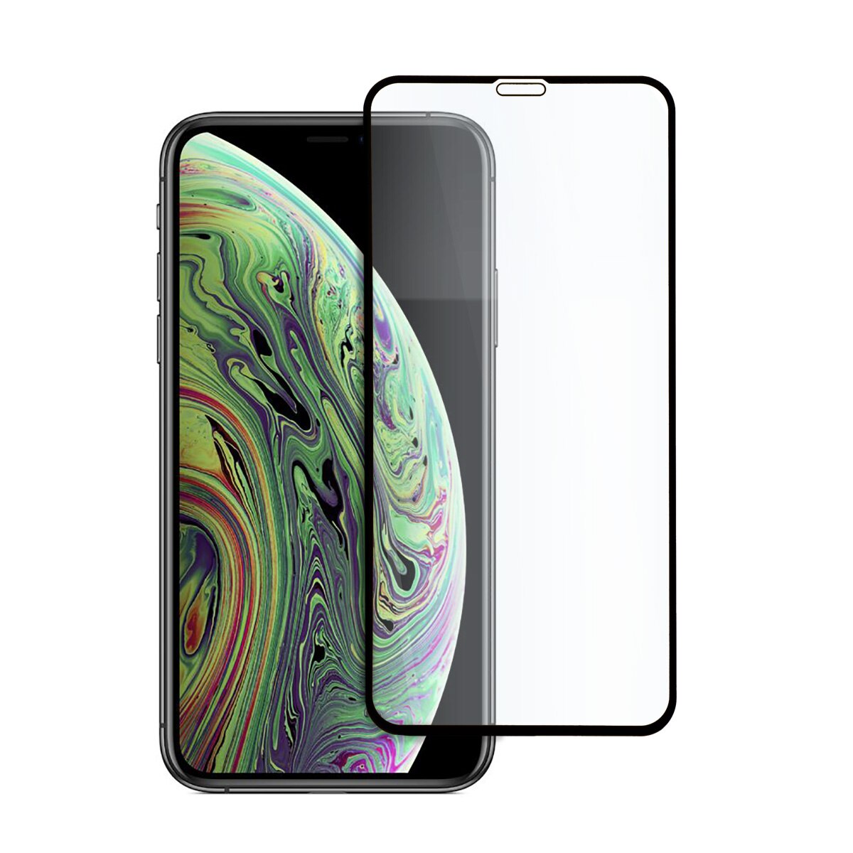 Folie de protectie Tempered Glass, Compatibila iPhone XS, Sticla securizata, Negru/Transparent