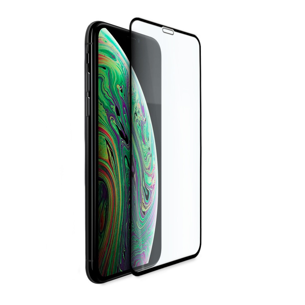 Folie de protectie Tempered Glass, Compatibila iPhone XS, Sticla securizata, Negru/Transparent