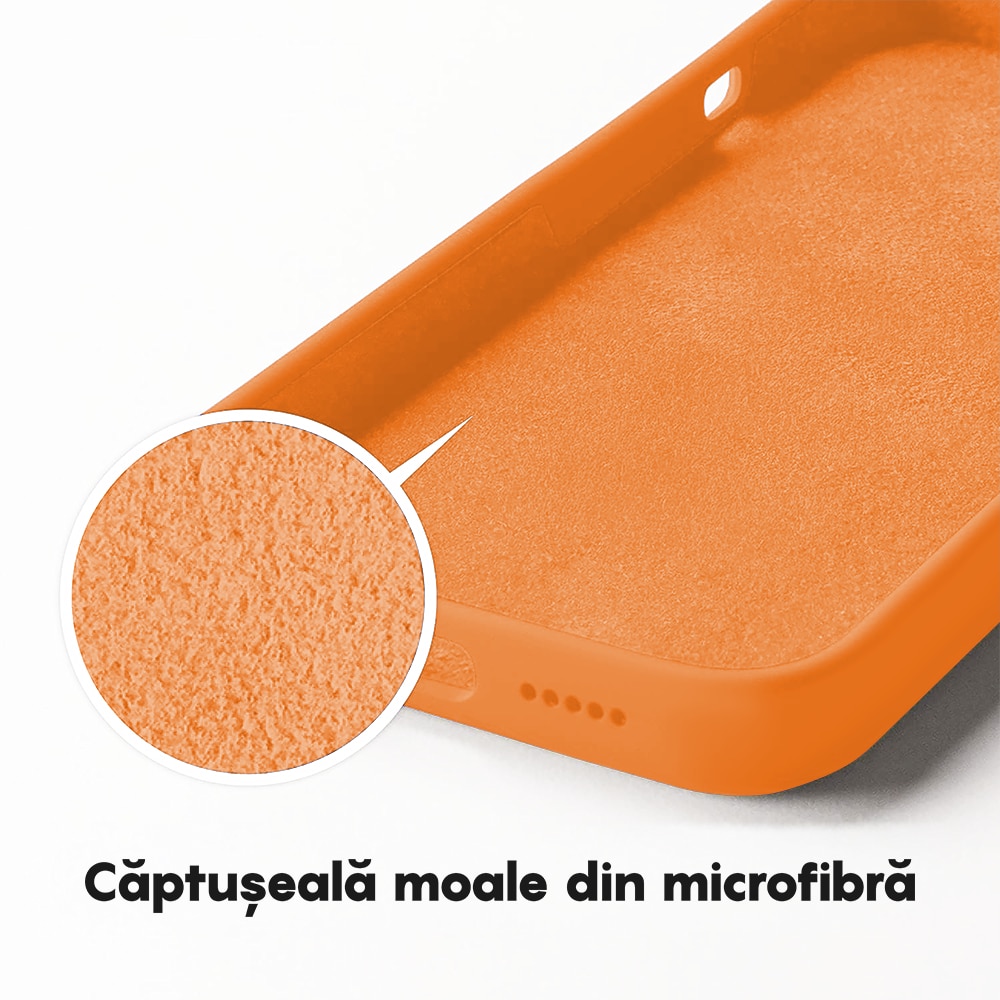 Husa CASEY STUDIOS™ compatibila cu iPhone 13 Pro Max, Soft Silicone Premium, Microfibra in Interior, Nectarine, de Protectie, Ultra Slim, pentru Incarcare Wireless, Margini Ridicate de Protectia Ecranului si a Camerelor