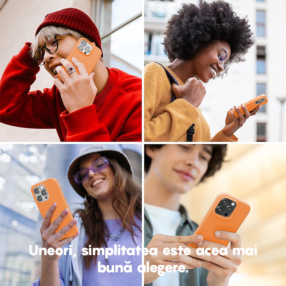 Husa CASEY STUDIOS™ compatibila cu iPhone 13 Pro Max, Soft Silicone Premium, Microfibra in Interior, Nectarine, de Protectie, Ultra Slim, pentru Incarcare Wireless, Margini Ridicate de Protectia Ecranului si a Camerelor