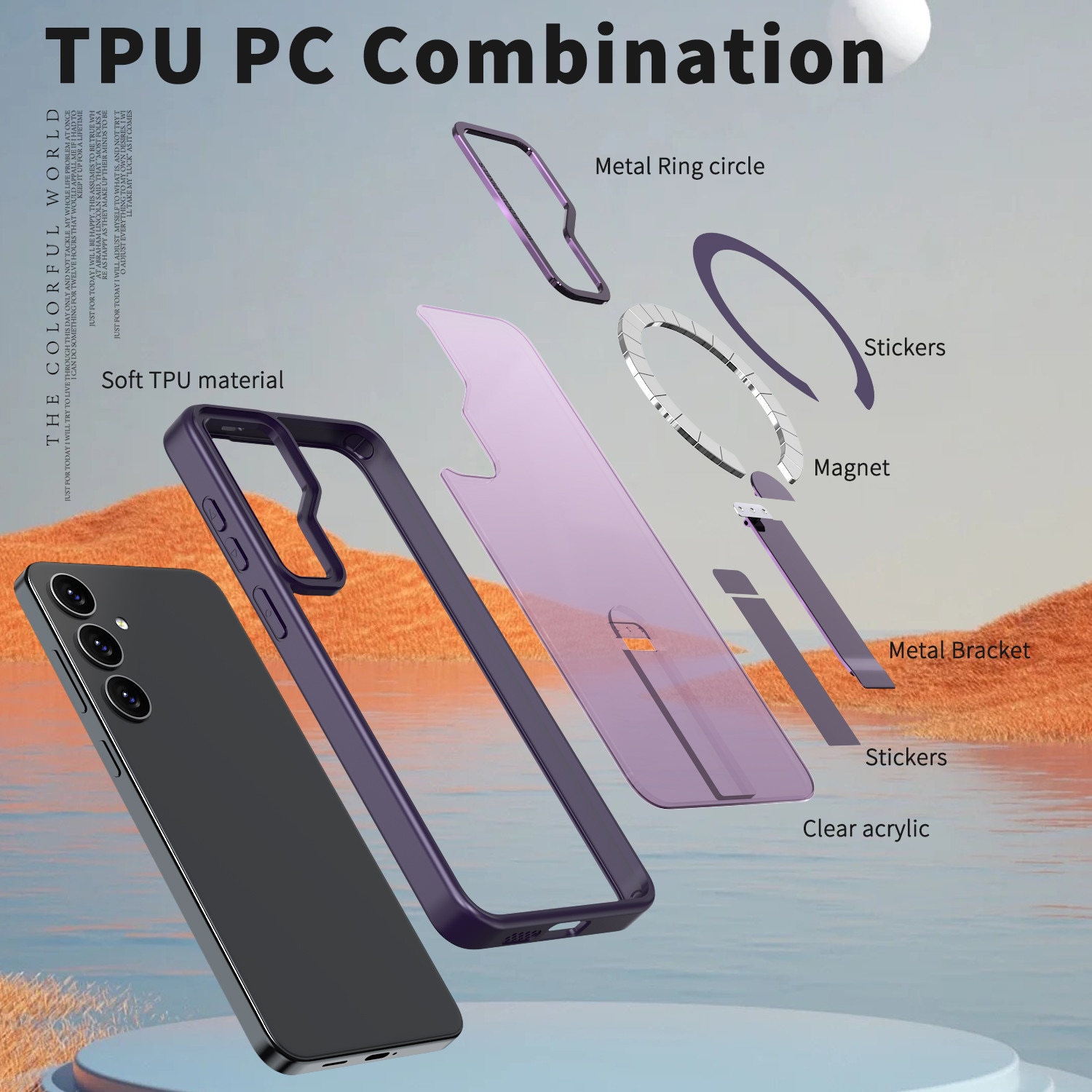 Husa de protectie pentru Samsung Galaxy S25 Plus Compatibila cu MagSafe, Kickstand Metalic, TPU + Acril, Purple – Protectie Premium si Design Elegant