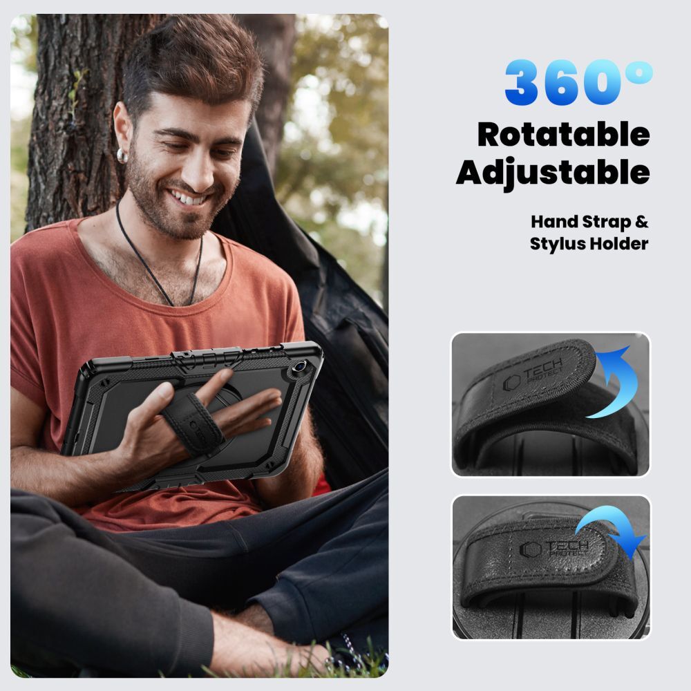 Tablete compatibile cu Samsung Galaxy Tab A11+ Plus 11 inch (SM-X310, SM-X315, SM-X236) - SOLID360 rezistent la șocuri, cu suport, negru