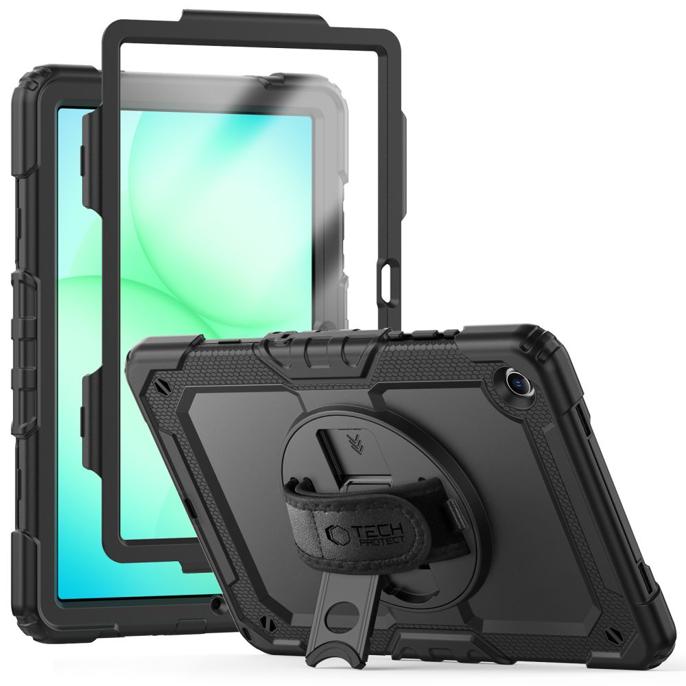 Tablete compatibile cu Samsung Galaxy Tab A11+ Plus 11 inch (SM-X310, SM-X315, SM-X236) - SOLID360 rezistent la șocuri, cu suport, negru