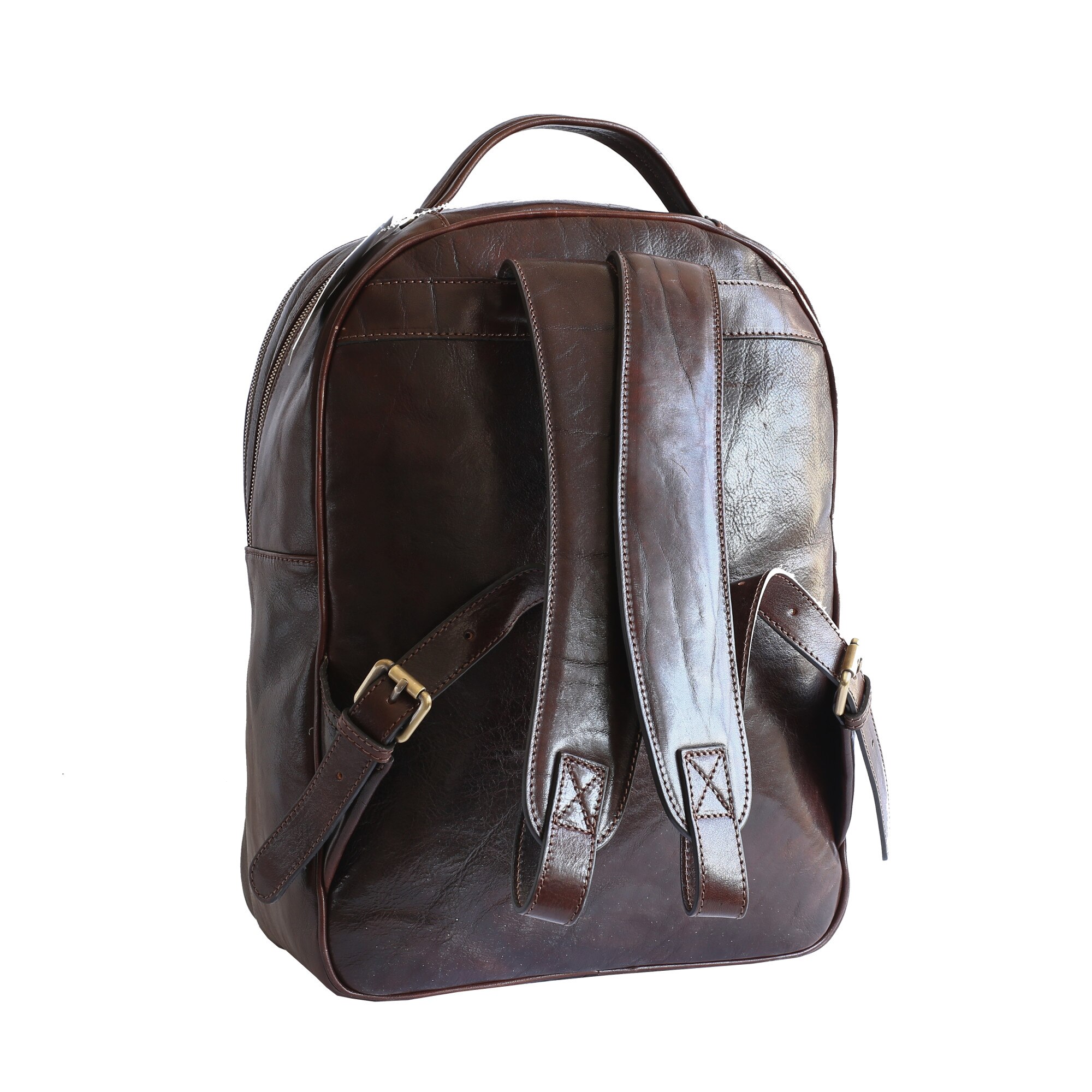 Rucsac laptop din piele naturala, util land, maro, LR104B