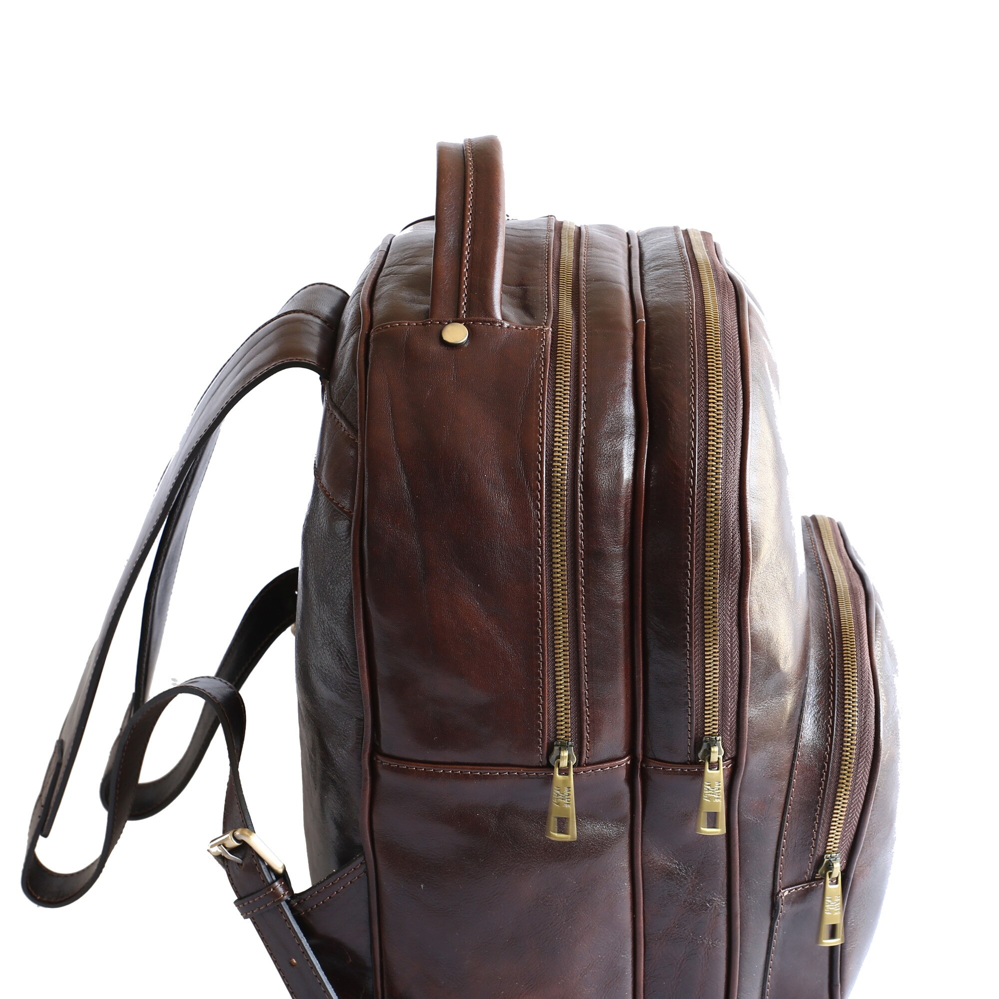 Rucsac laptop din piele naturala, util land, maro, LR104B