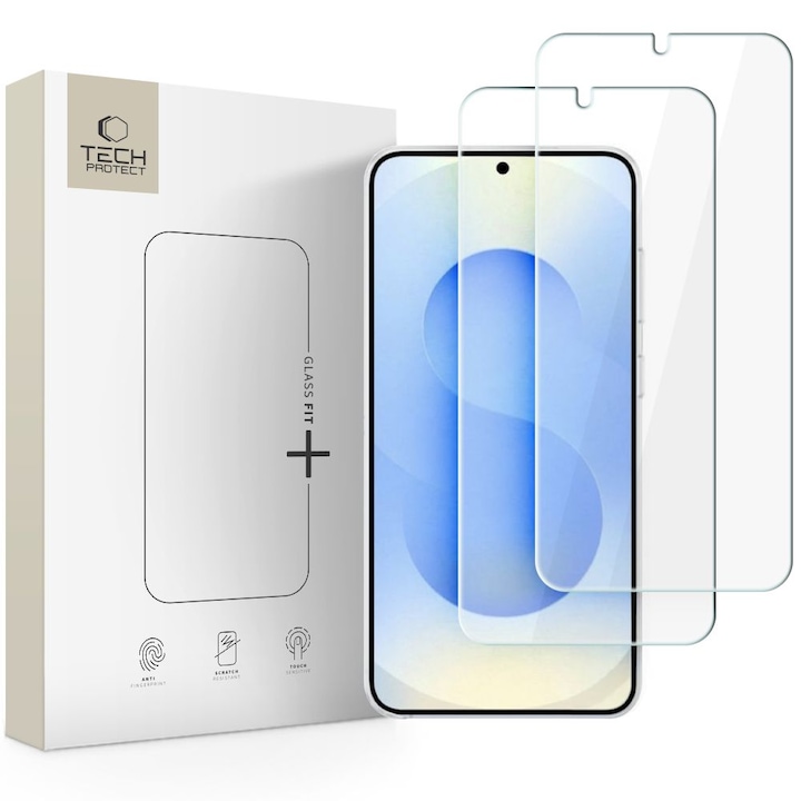 Set 2 folii sticla securizata Tech-Protect Glass Fit Plus compatibila cu Samsung Galaxy S26, Transparent