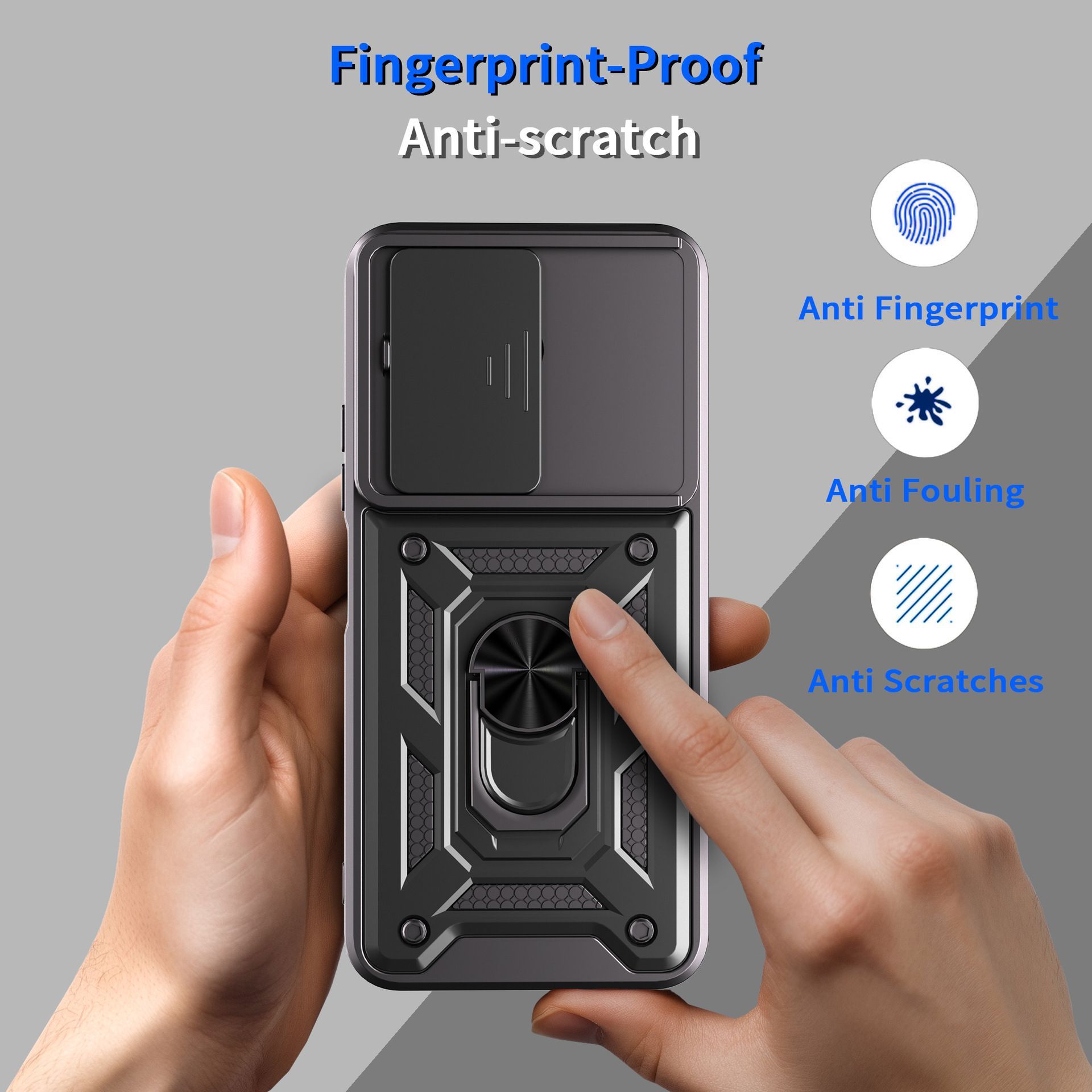 Husa magnetica pentru Redmi 15C cu suport inel, fereastra glisanta si compatibilitate auto - Carcasa protectie completa