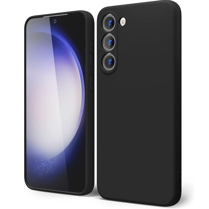 Husa Daden® Soft Silicone compatibila cu Samsung S23 Plus, Interior din Microfibra, Protectie la camera, Protectie sporita, Negru