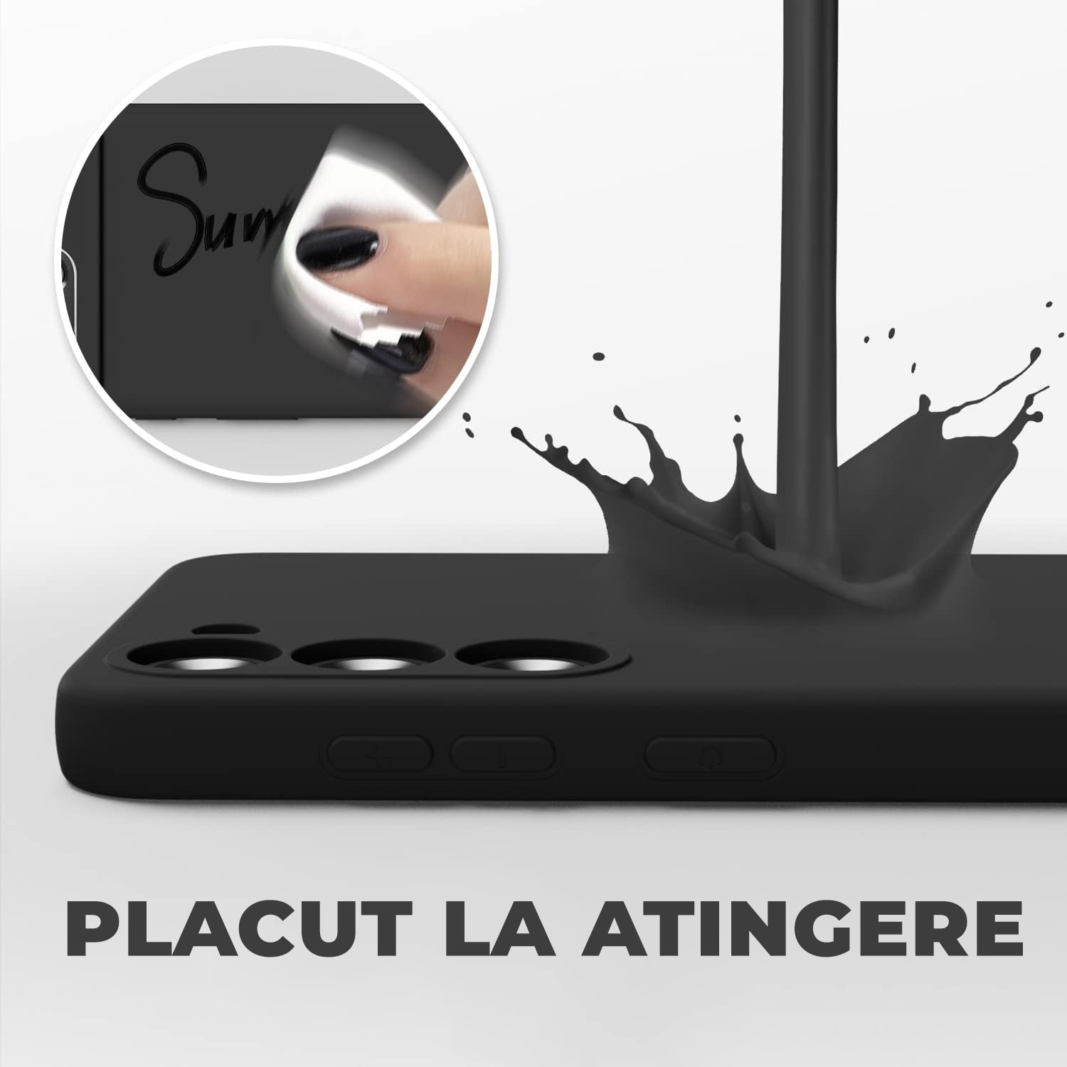Husa Daden® Soft Silicone compatibila cu Samsung S23 Plus, Interior din Microfibra, Protectie la camera, Protectie sporita, Negru
