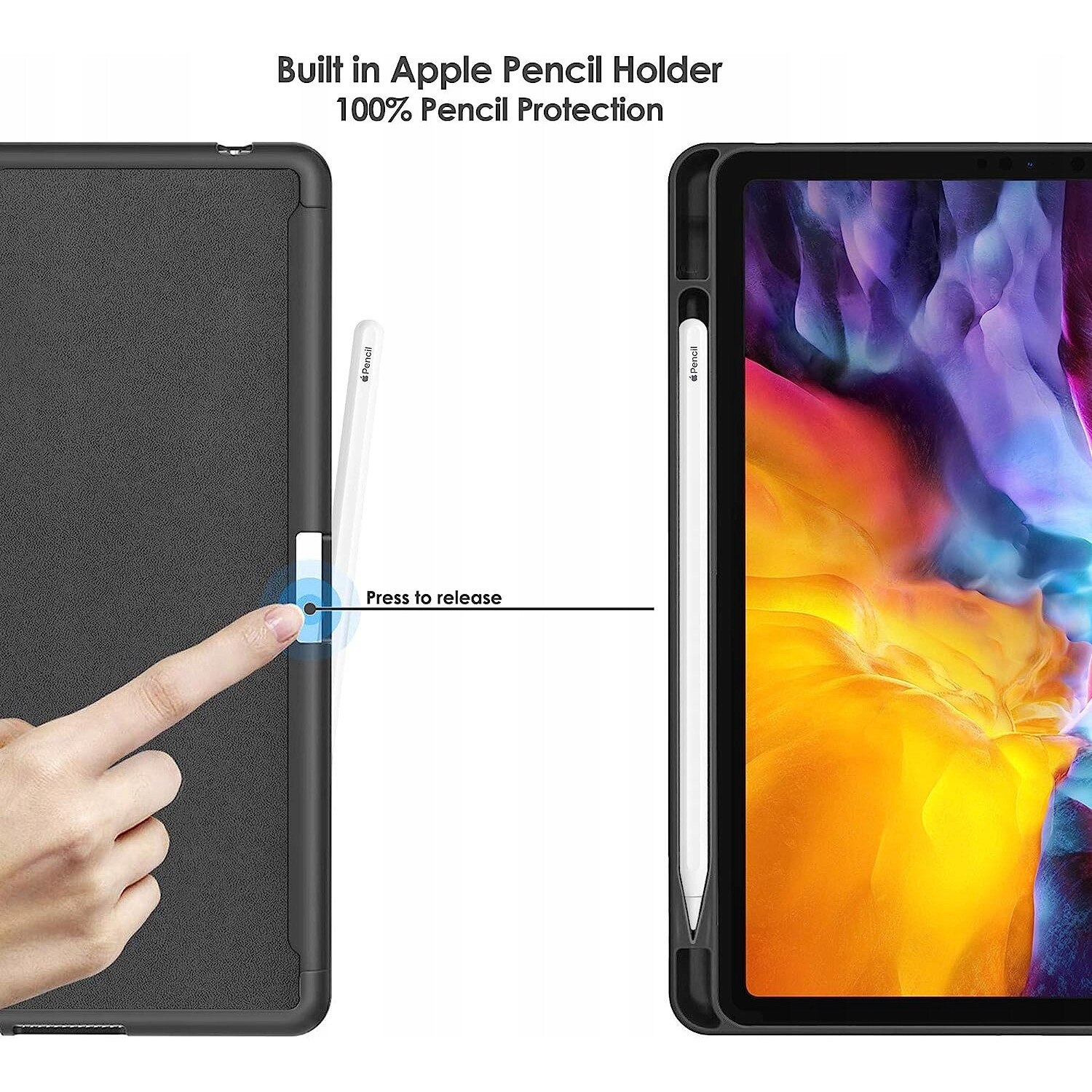 Etui pentru iPad Pro/Air, material textil, cu inchidere si buzunar pentru accesorii, compatibil iPad Pro 11 (3/4 gen) si iPad Air 5/4, Albastru, 11 inch