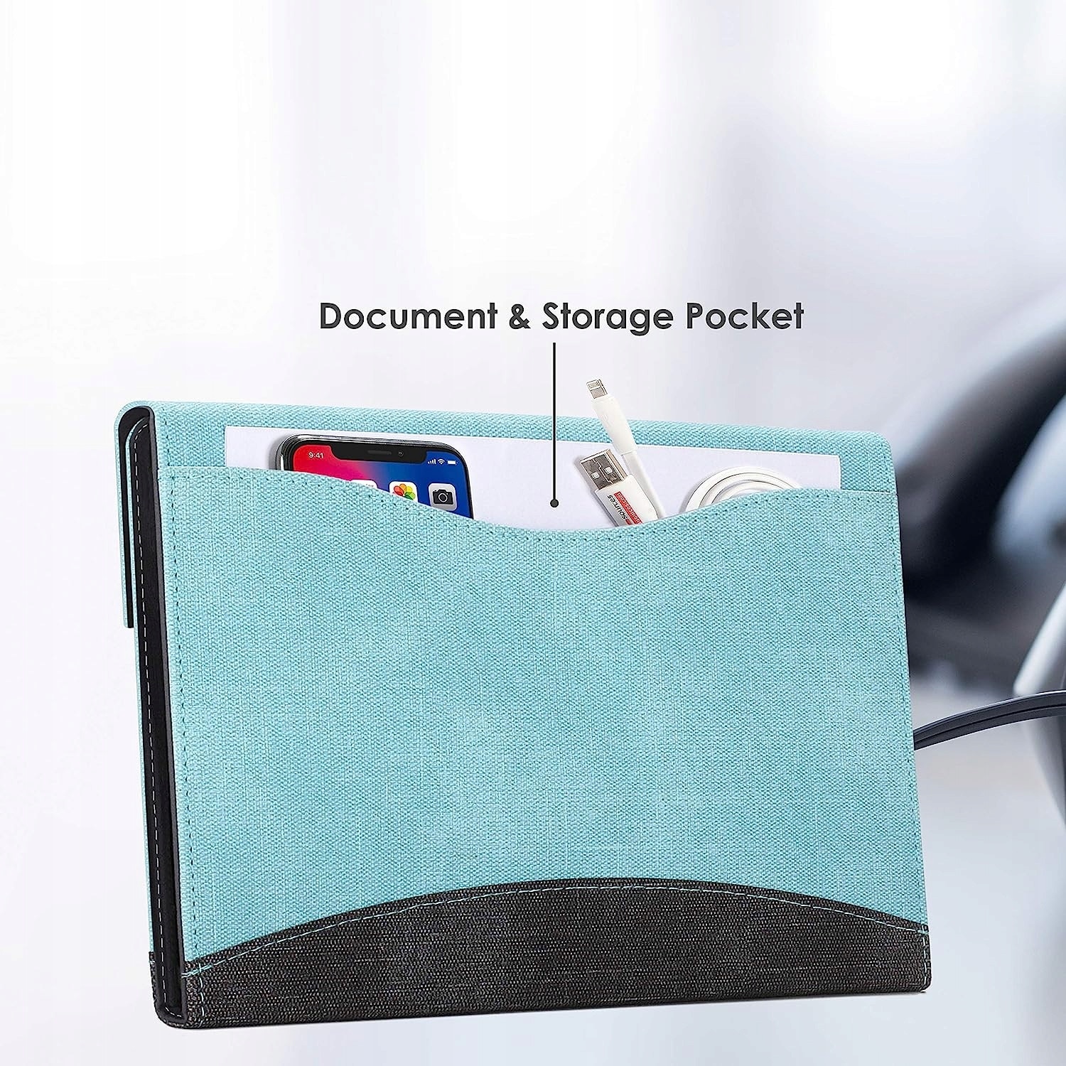 Etui pentru iPad Pro/Air, material textil, cu inchidere si buzunar pentru accesorii, compatibil iPad Pro 11 (3/4 gen) si iPad Air 5/4, Albastru, 11 inch