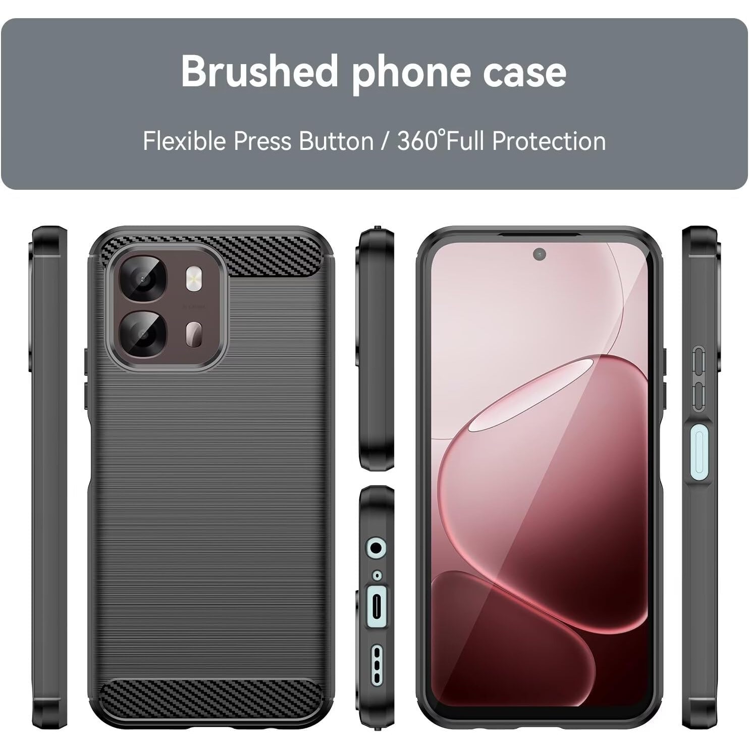 Husa pentru Oppo A6 4G - Techsuit Carbon Silicone - Black