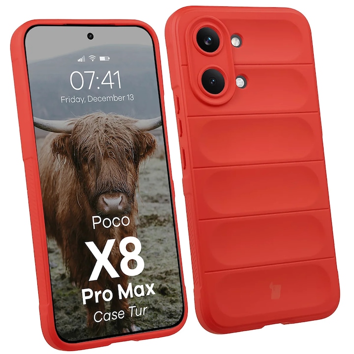 Husa Bizon Case Tur pentru Xiaomi POCO X8 Pro Max, Rosu