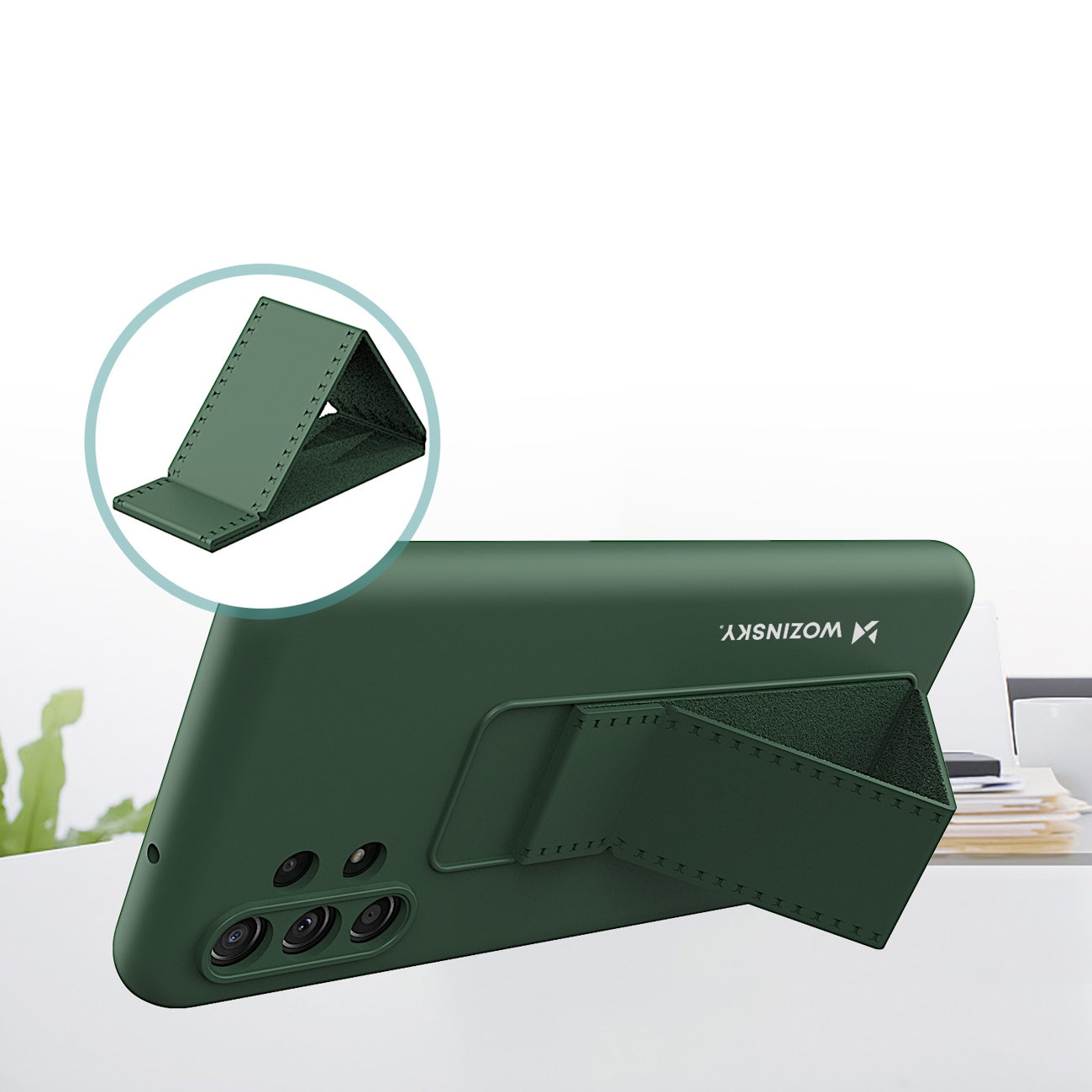 Husa cu suport pentru Xiaomi Redmi Note 11 Pro, Wozinsky, Silicon, Negru