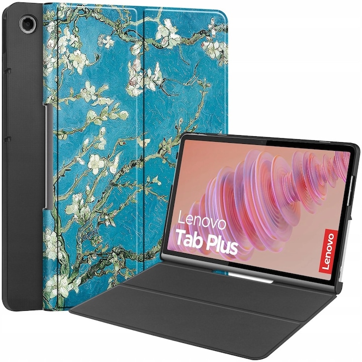 Husa tableta ERBORD Lenovo Tab Plus, piele PU, negru, 3x stand, 10x24x1cm