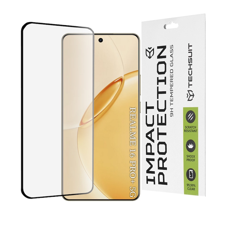 Folie pentru Realme 16 Pro+ - 111D Full Cover / Full Glue Glass / 3D Curved Screen - Black