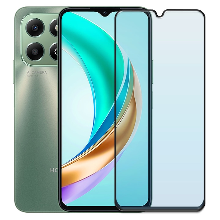 Folie din sticla securizata pentru Honor X6b, HAMSTERBOX Glass Shield, Protectie completa ecran, Full face, Aplicare rapida, Case Friendly, Transparenta