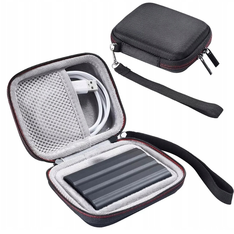 Husa moXomi pentru disc extern Samsung T7, impermeabila, compacta, 12x10x3,5cm, set de accesorii